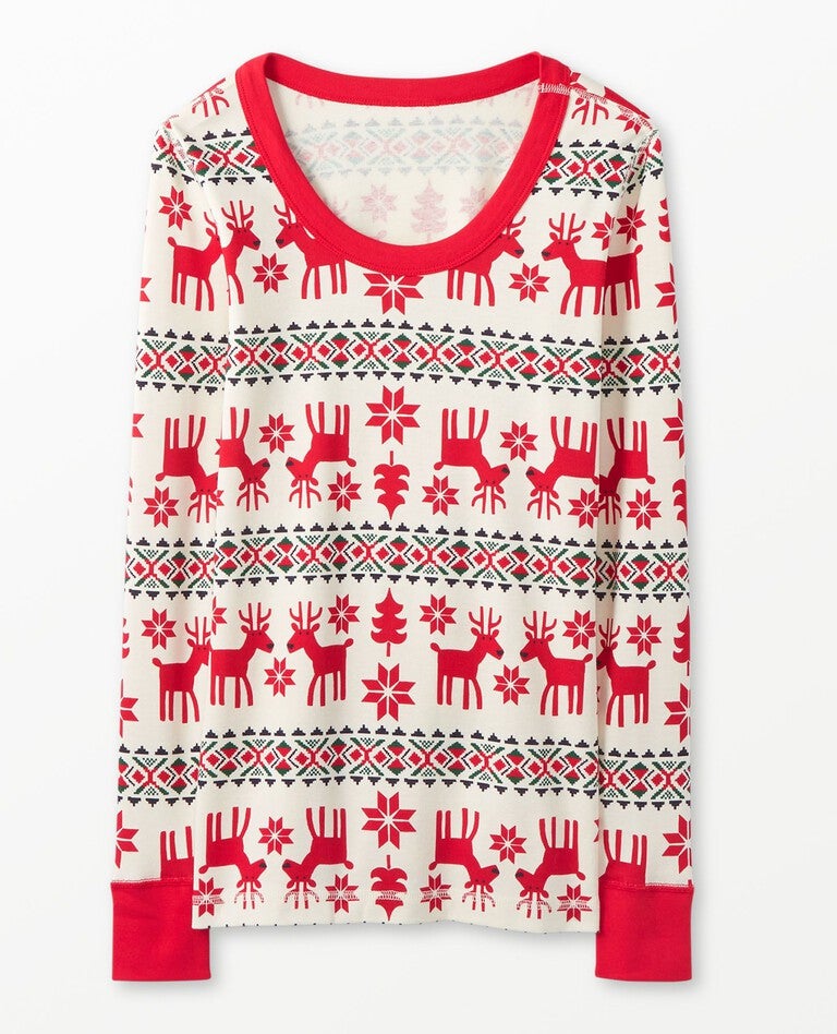 Women's Holiday Long John Pajama Top in Dear Deer - main