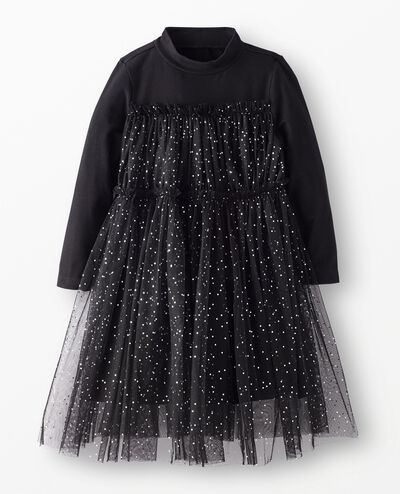 Long Sleeve Tulle Dress in Black - main