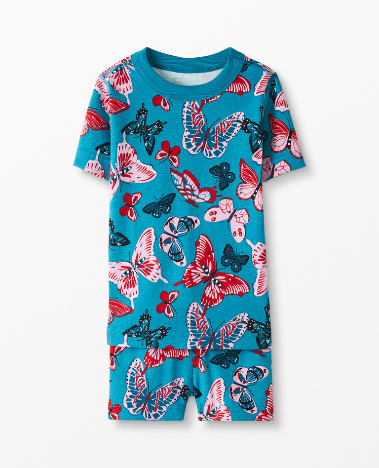 Short John Pajamas In Organic Cotton in Bold Butterflies - main