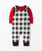 Baby Overall & Tee Set In Cotton Jersey in Buffalo Plaid - main