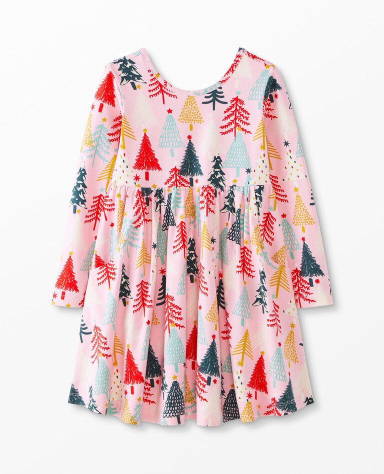 Celebration Skater Dress in Twinkly Trees on Pink - main