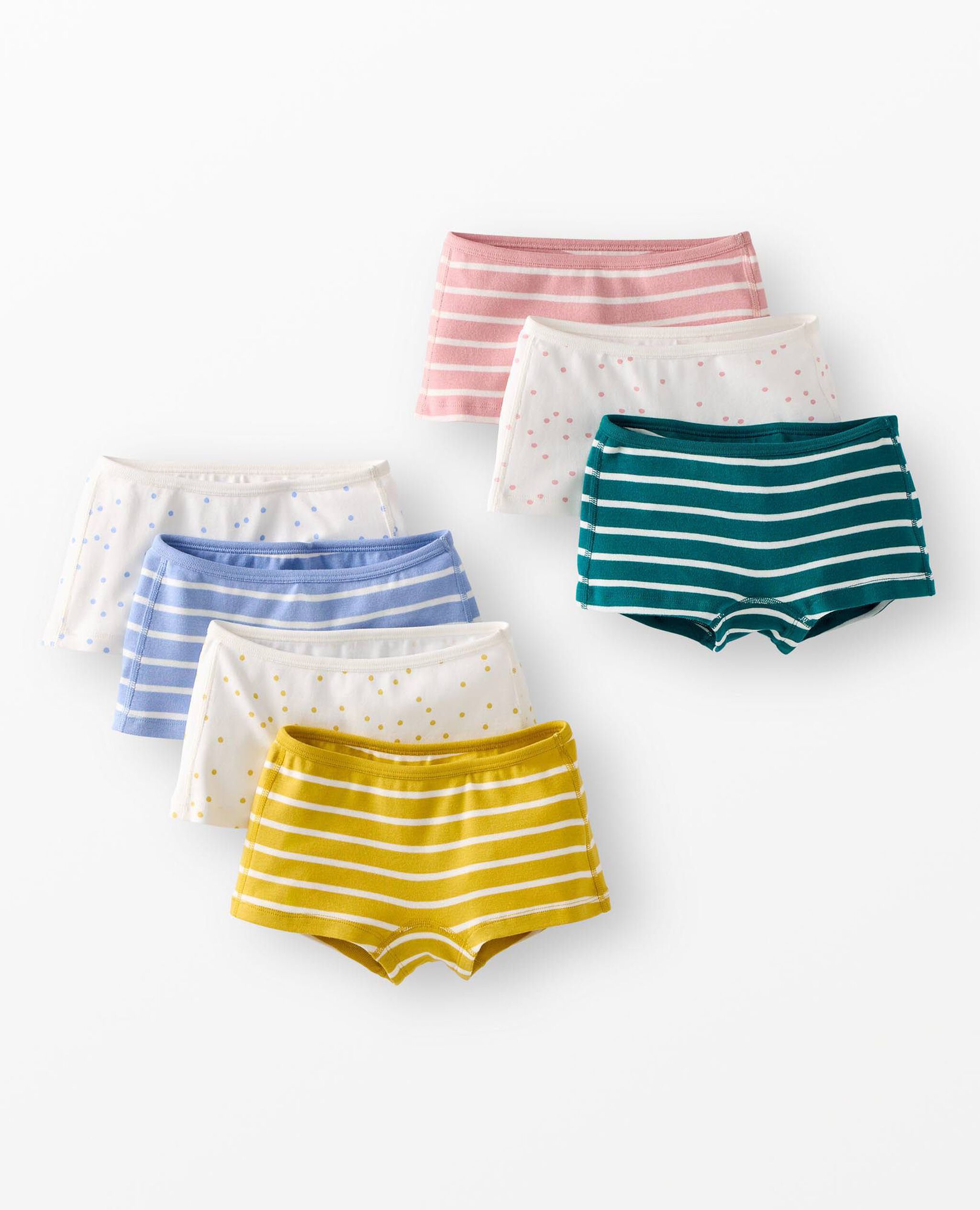 7-Pack Organic Cotton Girl Short Underwear in Girls Stripes and Dots 7PK - main