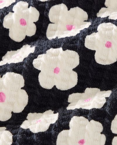 Balloon Sleeve Jacquard Top in Ecru Floral on Black - main