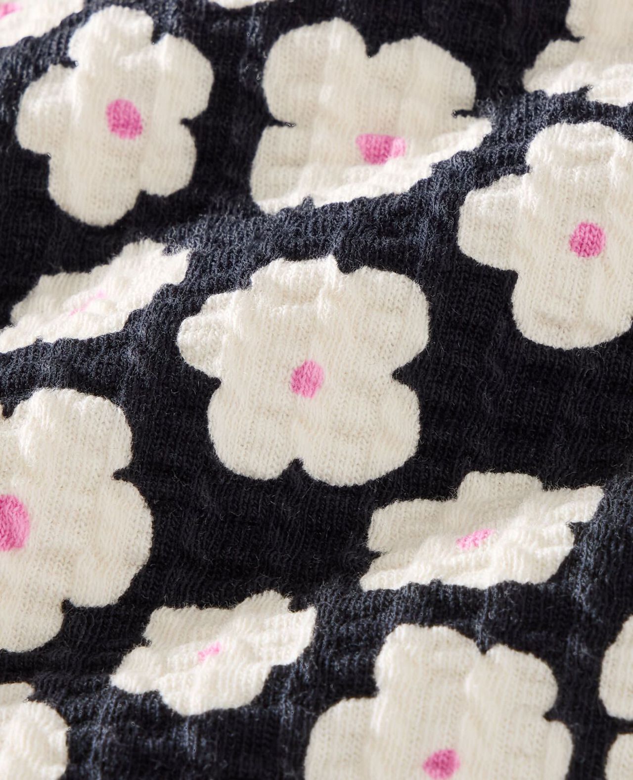 Balloon Sleeve Jacquard Top in Ecru Floral on Black - main
