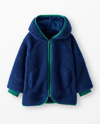 Faux Shearling Jacket in Navy Blue - main