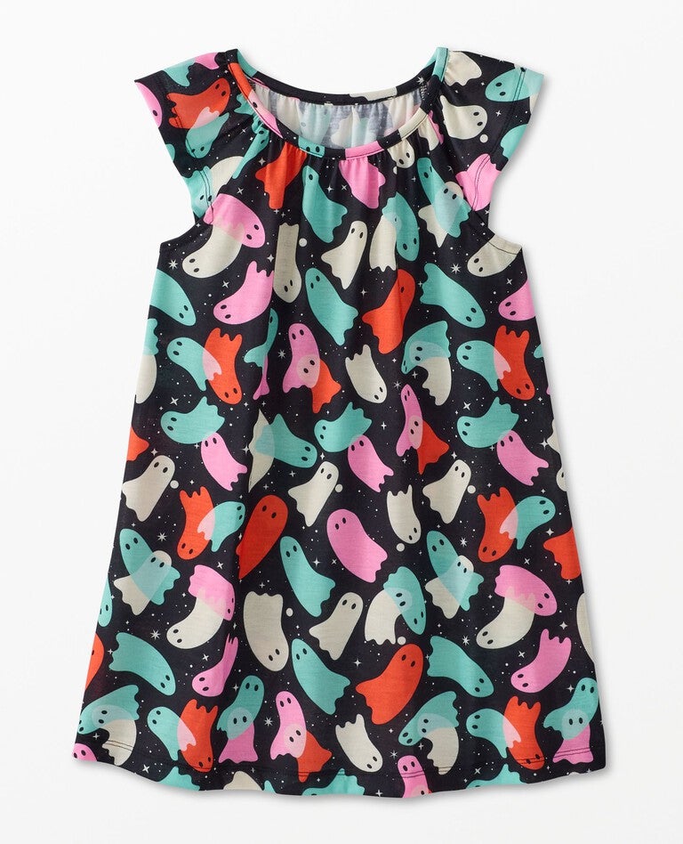 Kids Halloween Short Sleeve Nightgown in Friendly Ghosties - main