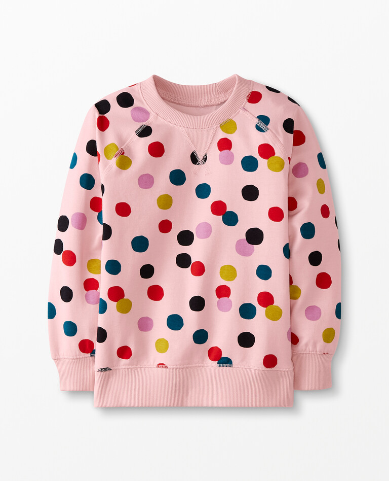 Print Crewneck Sweatshirt In French Terry in Petal Pink - main