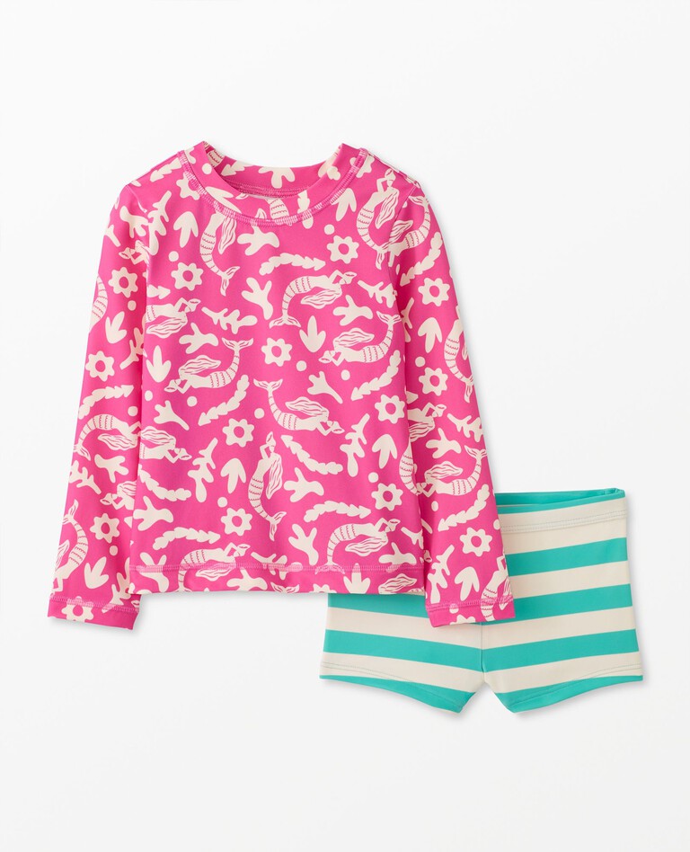 Two-Piece Mixie Rash Guard Swimsuit in Merry Mermaids Mixie - main