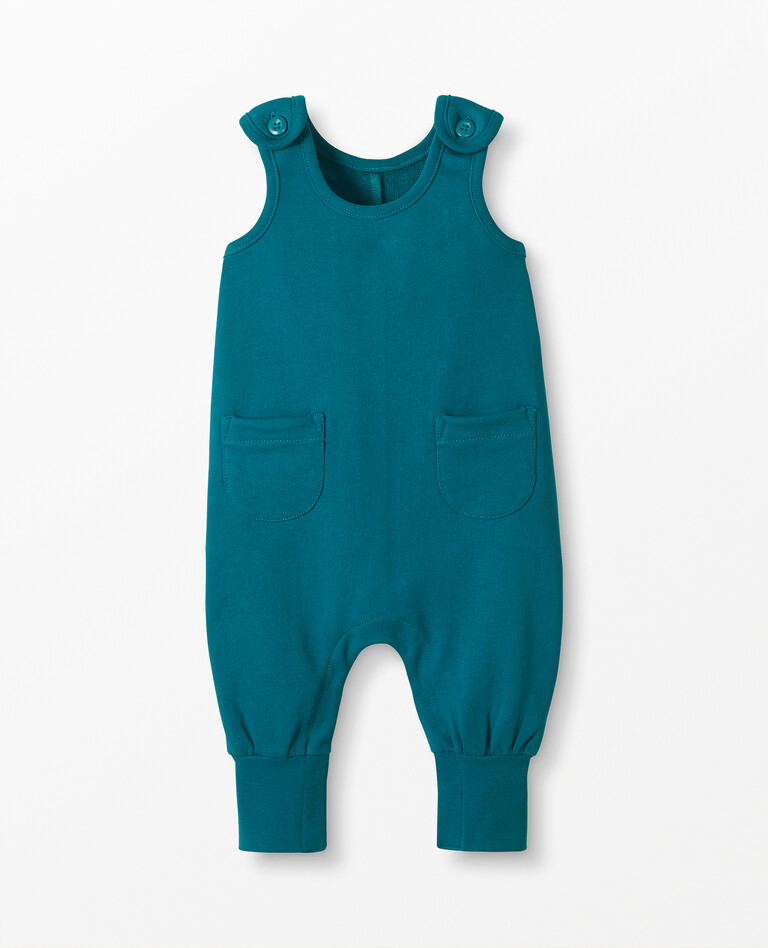 French Terry Pocket Overalls in Trek Teal - main