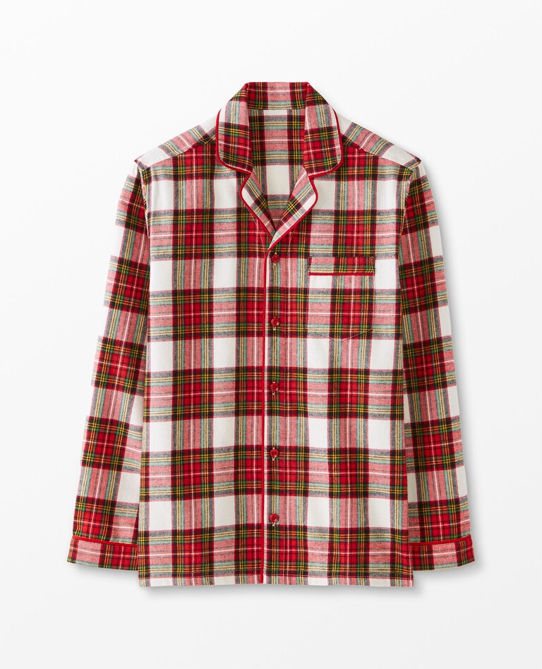 Adult Unisex Flannel Pajama Top in Family Holiday Plaid - main