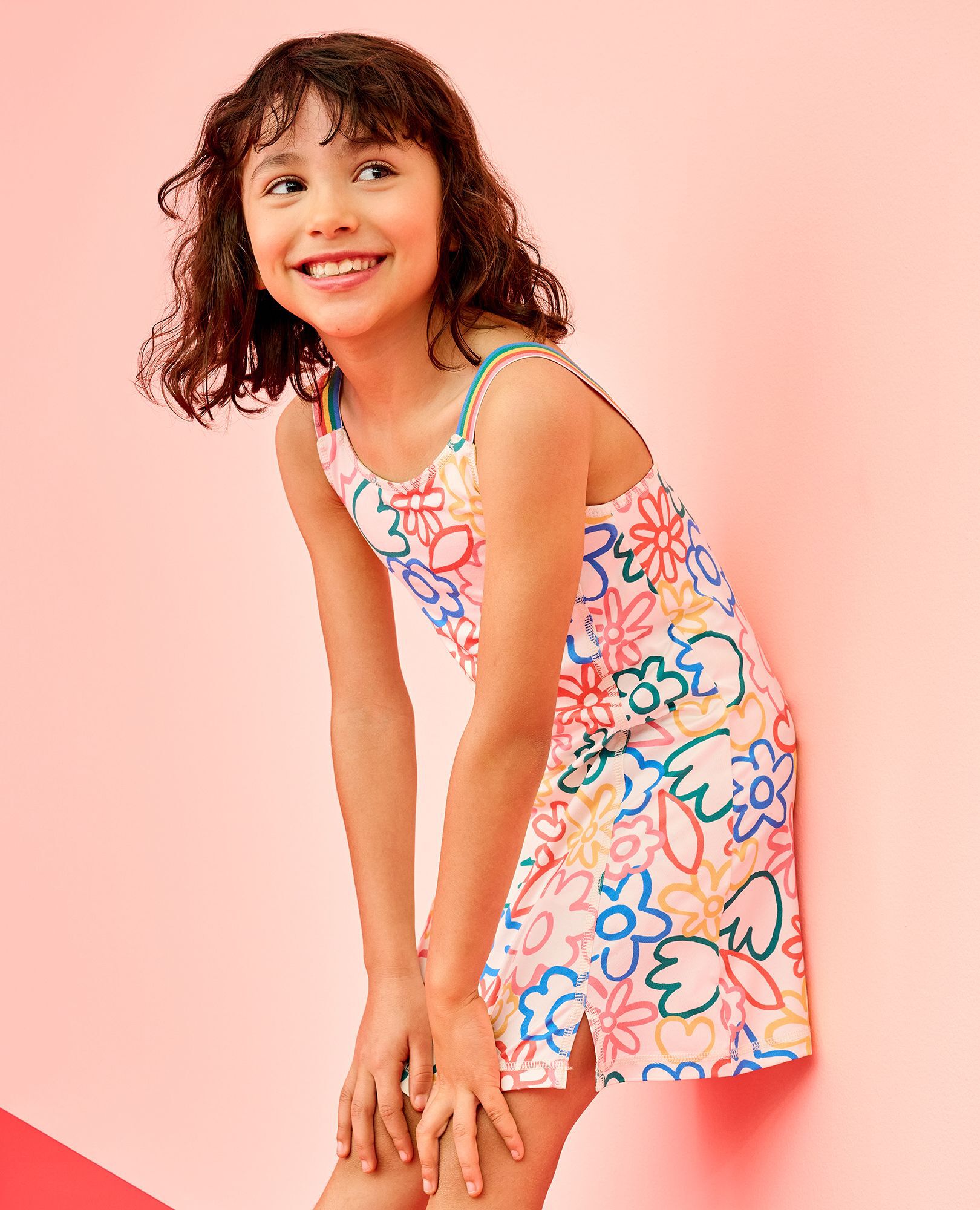 Active UV Skort Dress in Multicolored Sketched Floral - main