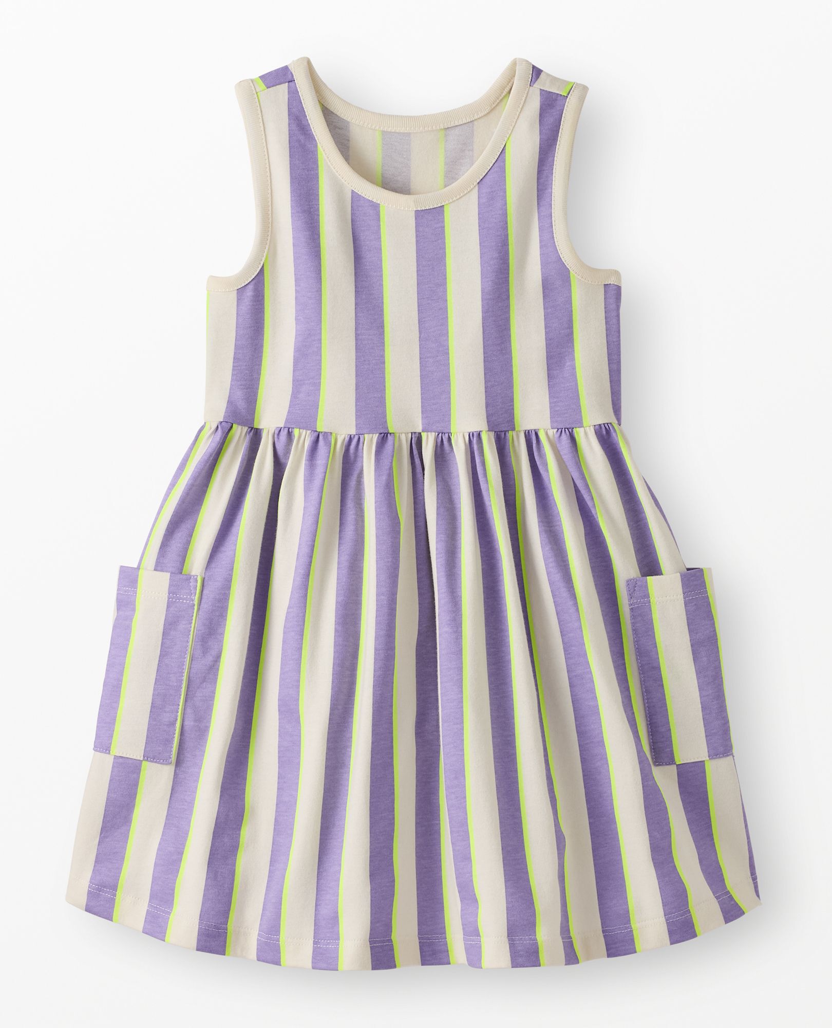 Sleeveless Playground Dress with Pockets in Purple Multi Stripe - main