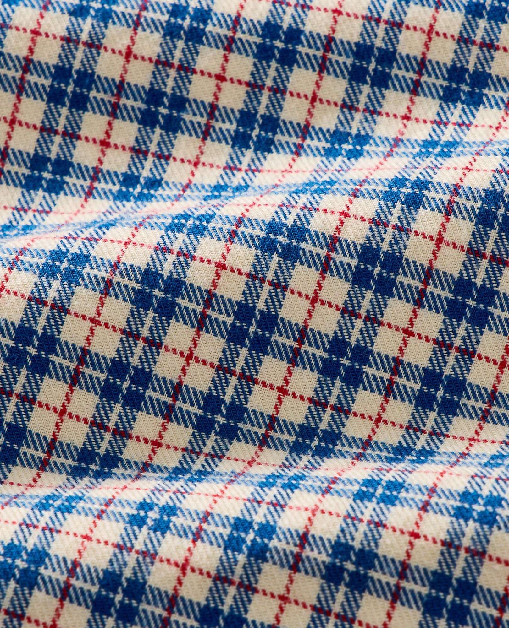 Adult Holiday Flannel Pajama Top in Blue Checkered Plaid - main