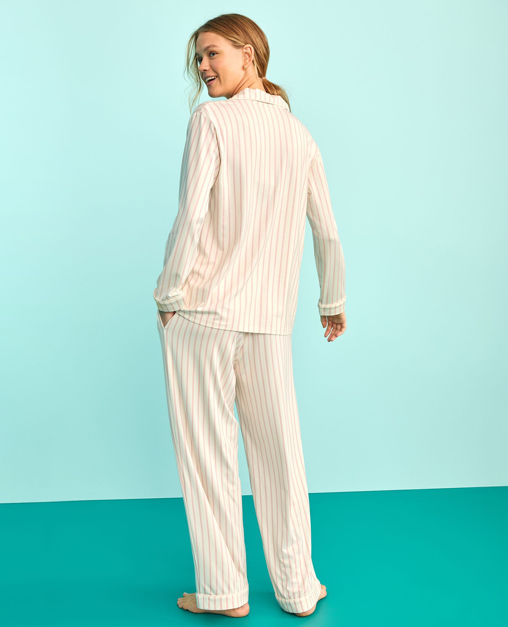 Women's Easter Long Sleeve HannaSoft™ Pajama Set in Powdered Rose/Ecru - main