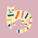 Relaxed Fit Graphic T-Shirt in Striped Cat on Cosmic Purple - swatch
