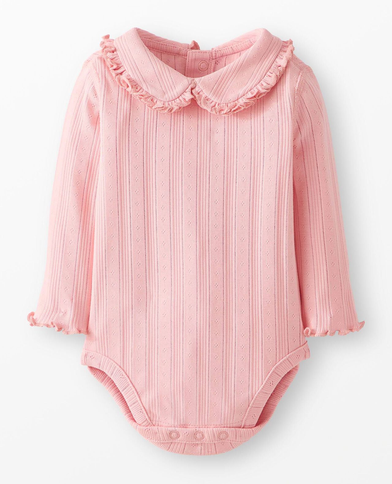 Baby Long Sleeve Pointelle Bodysuit in Frosting Pink - main
