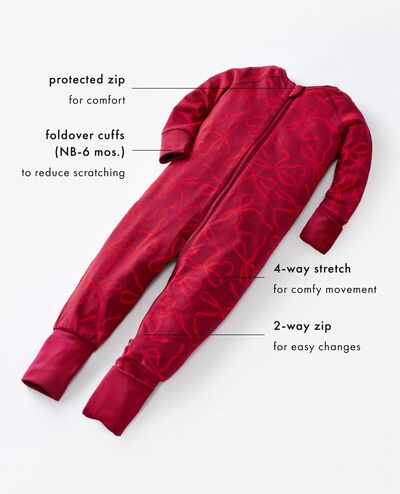 Holiday HannaSoft™ Stretch Sleeper in Mini Bows on Macaron - main