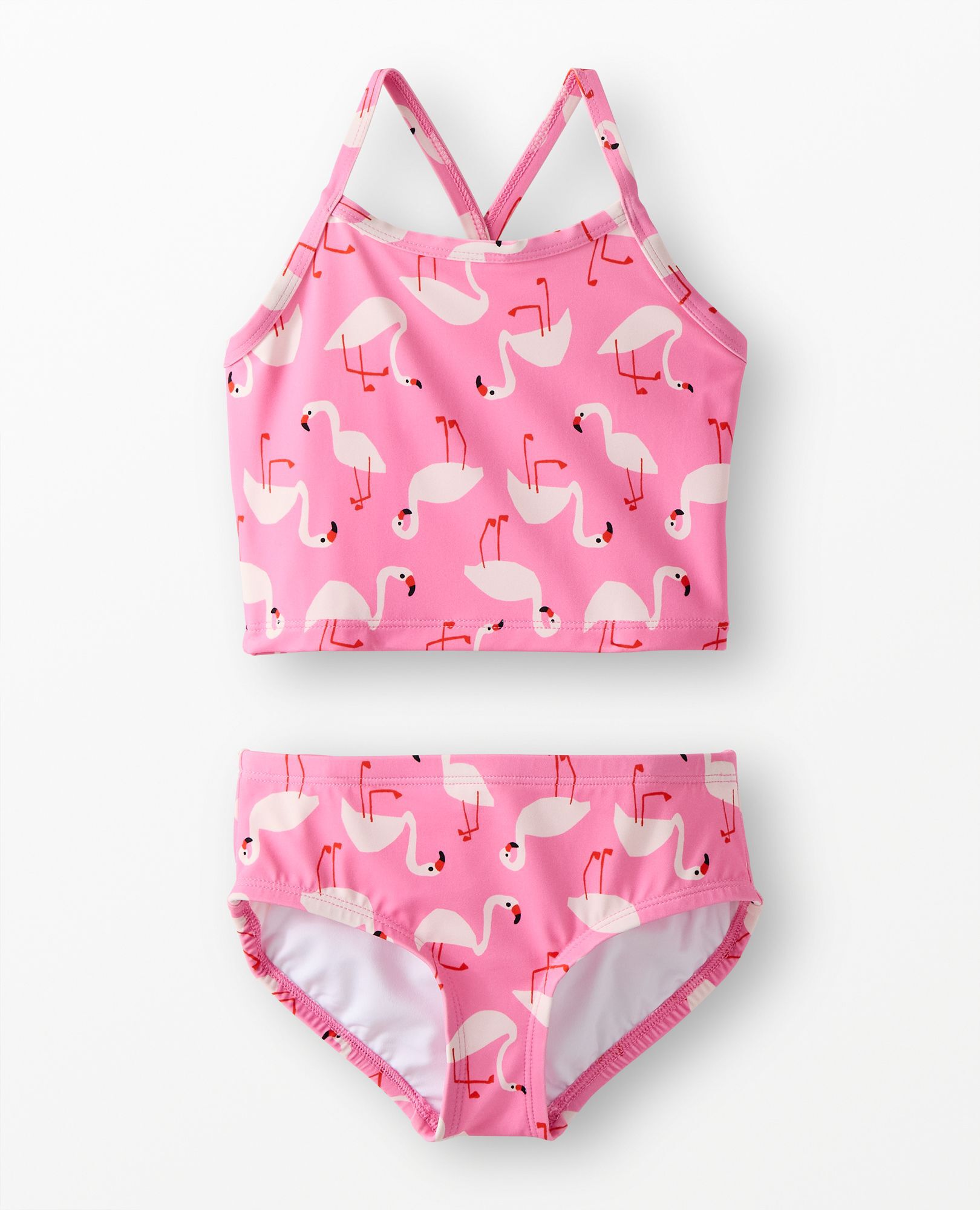 Two-Piece Swimsuit in Flamingos on Azalea Pink - main