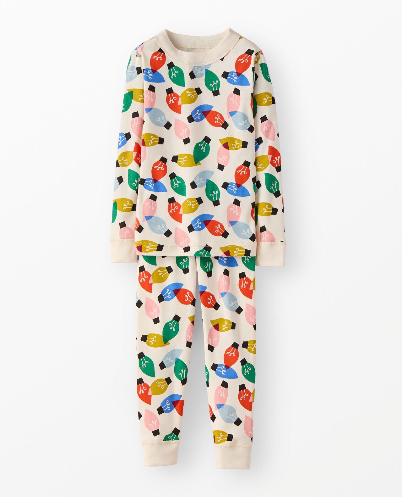 Holiday HannaJams™ Pajama Set in Colorful Lights on Ecru - main