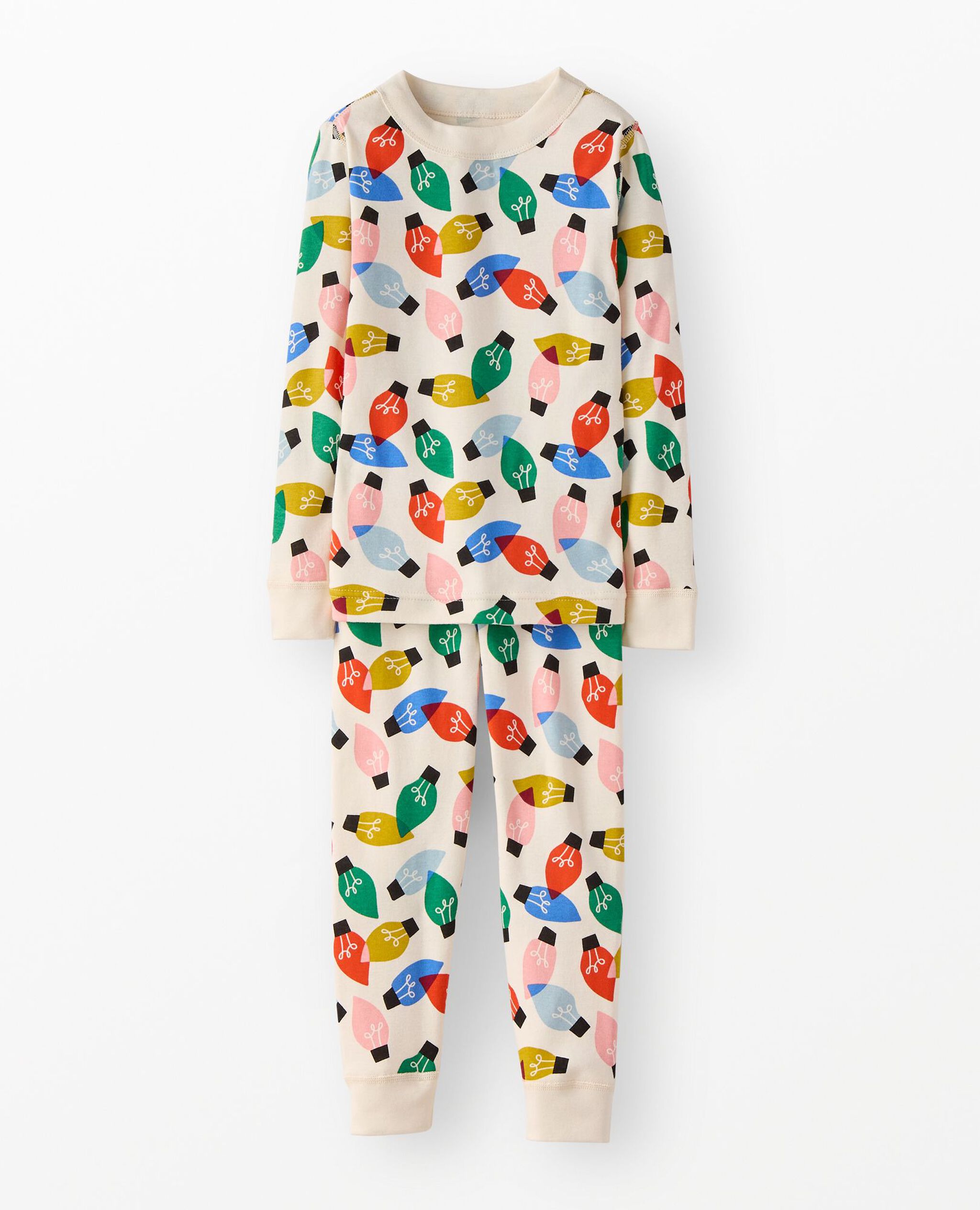 Holiday HannaJams™ Pajama Set in Colorful Lights on Ecru - main