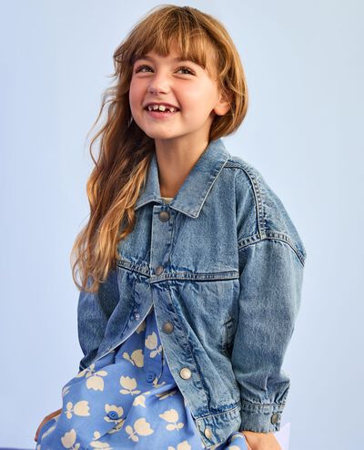 Oversized Denim Jacket in Light-Medium Wash - main