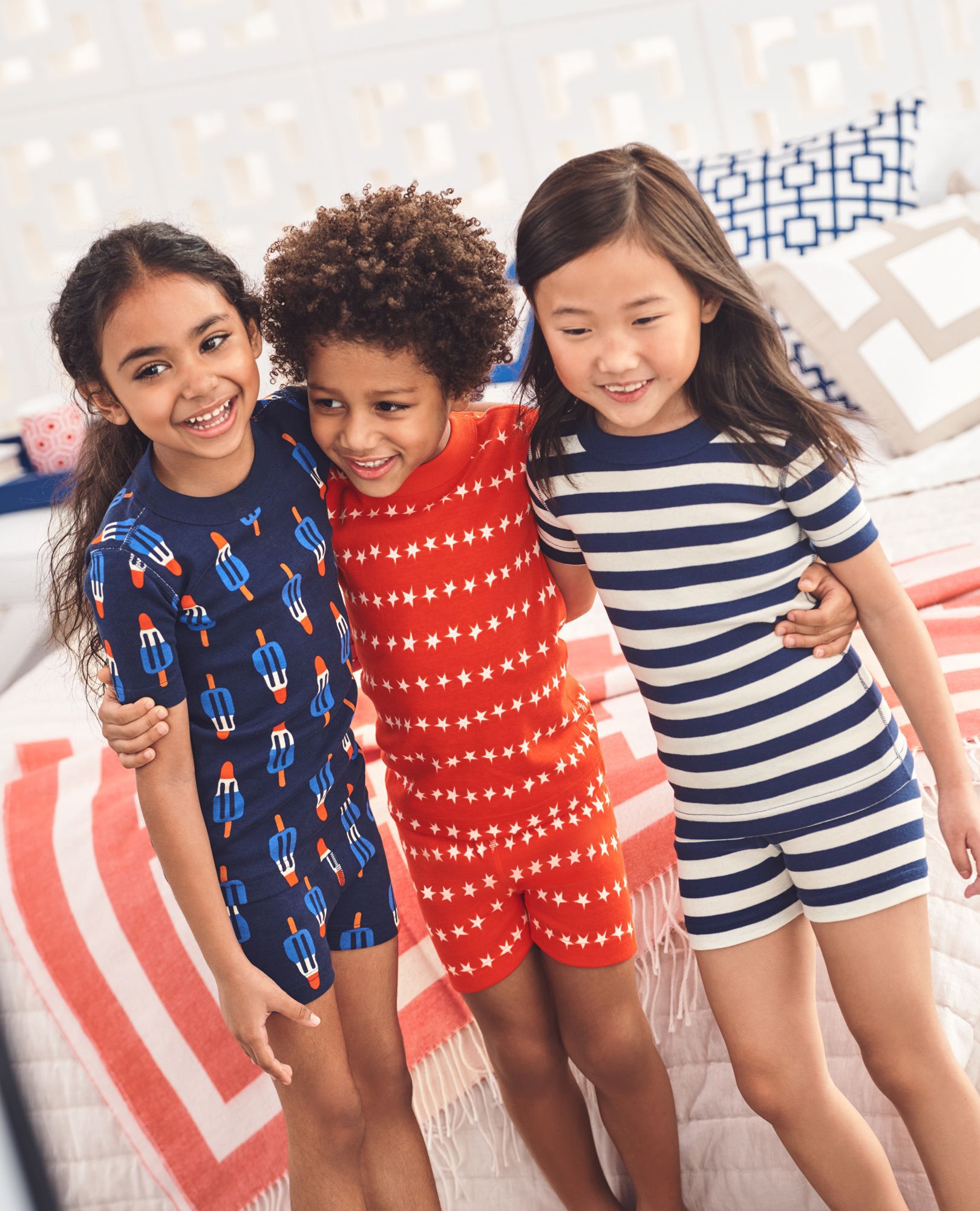 HannaJams™ Pajama Set in Stars and Stripes on Red - main