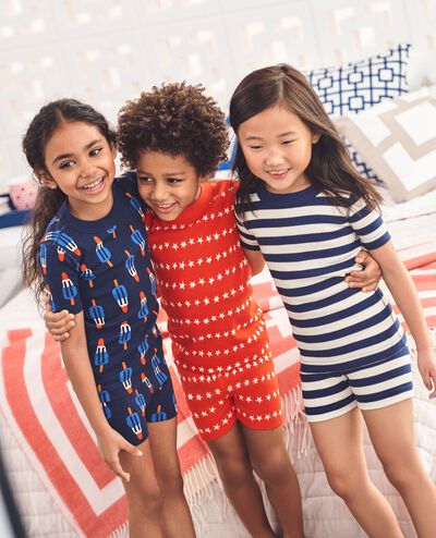 HannaJams™ Pajama Set in Stars and Stripes on Red - main