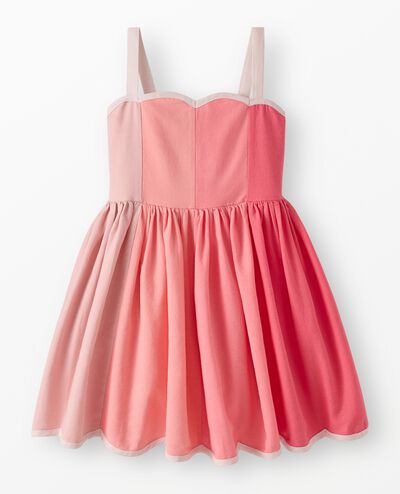 Sleeveless Linen Scalloped Dress with Pockets in Dark Pink Ombre - main