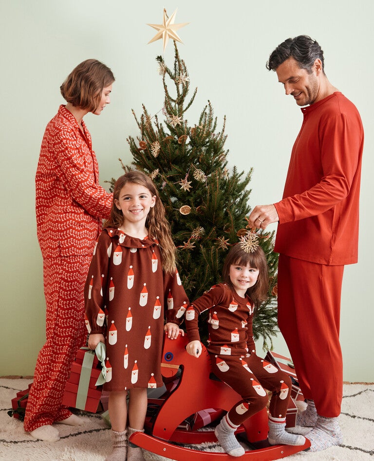 Holiday Santa Matching Family Pajamas in  - main