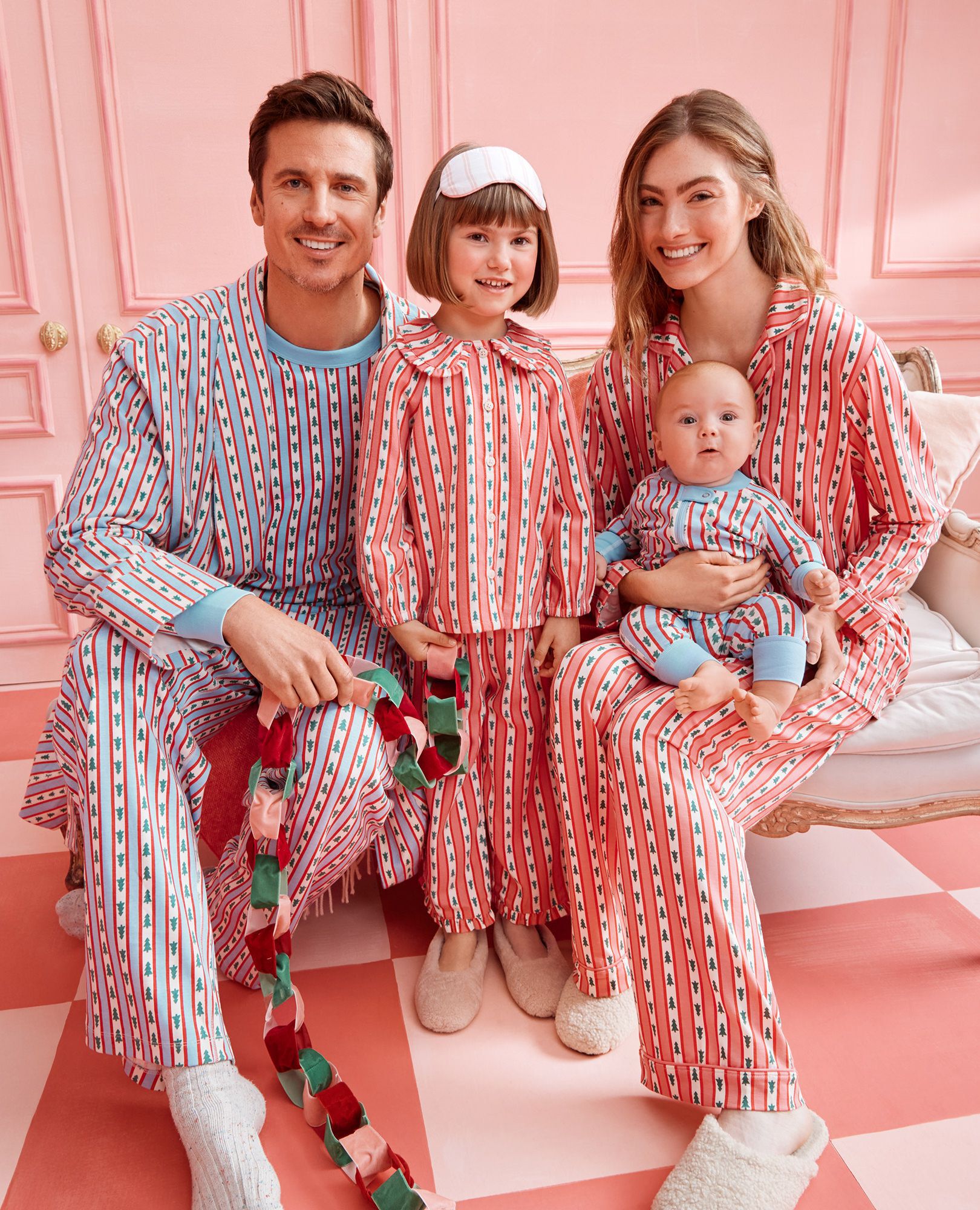 Adult Holiday Flannel Robe in Tree Ribbons on Blue - main