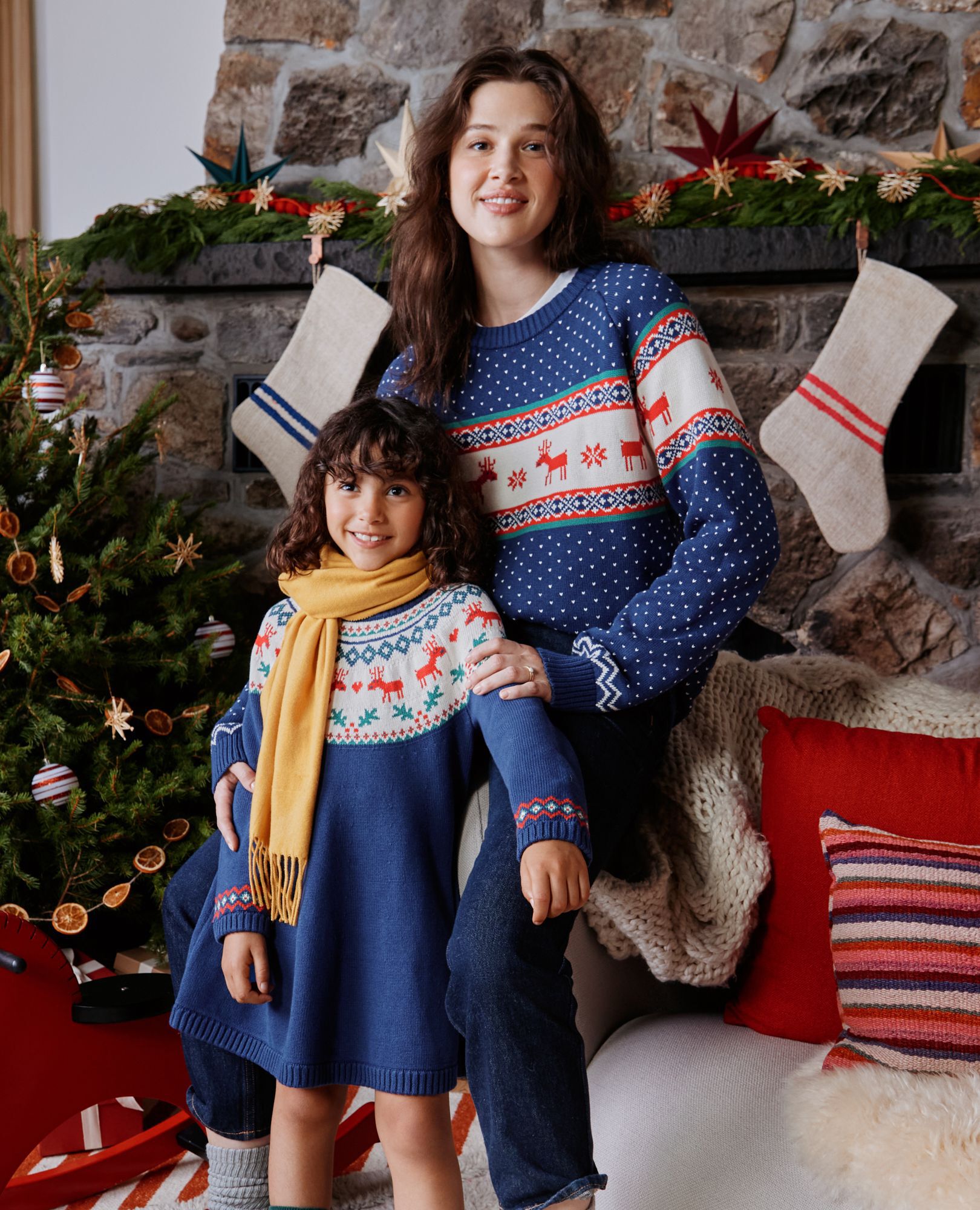 Adult Holiday Sweater in Dear Deer on Navy - main