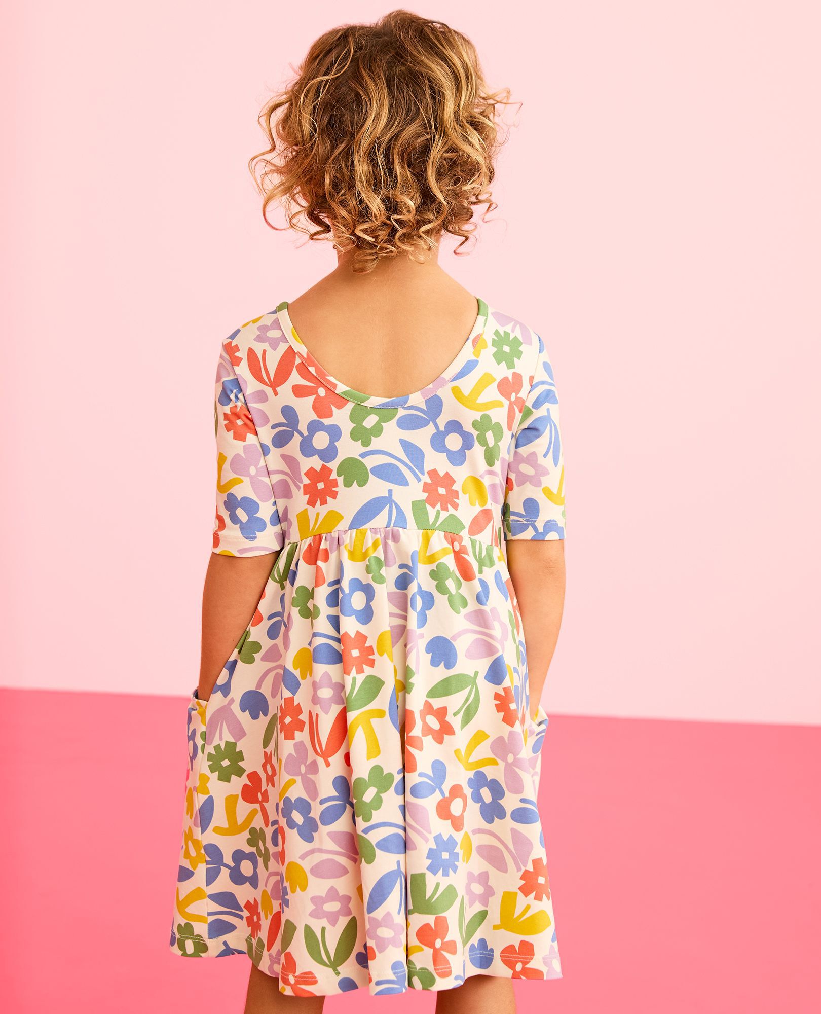 Skater Dress with Pockets in Picking Flowers - main