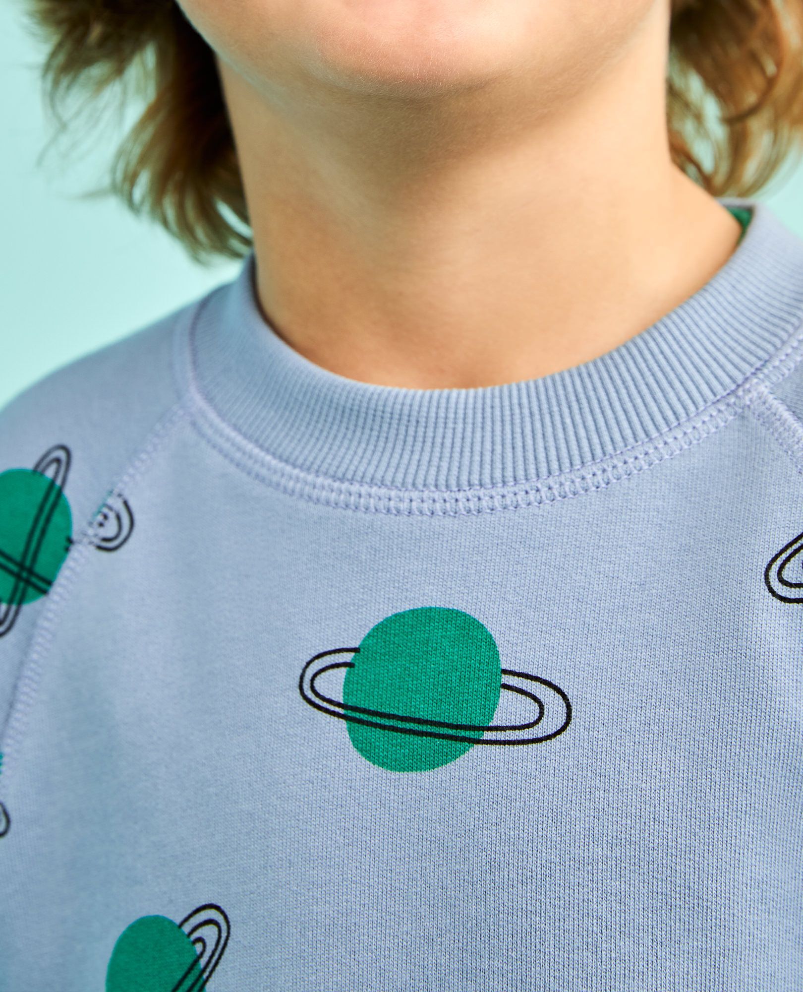 French Terry Sweatshirt in Planets on Blue - main
