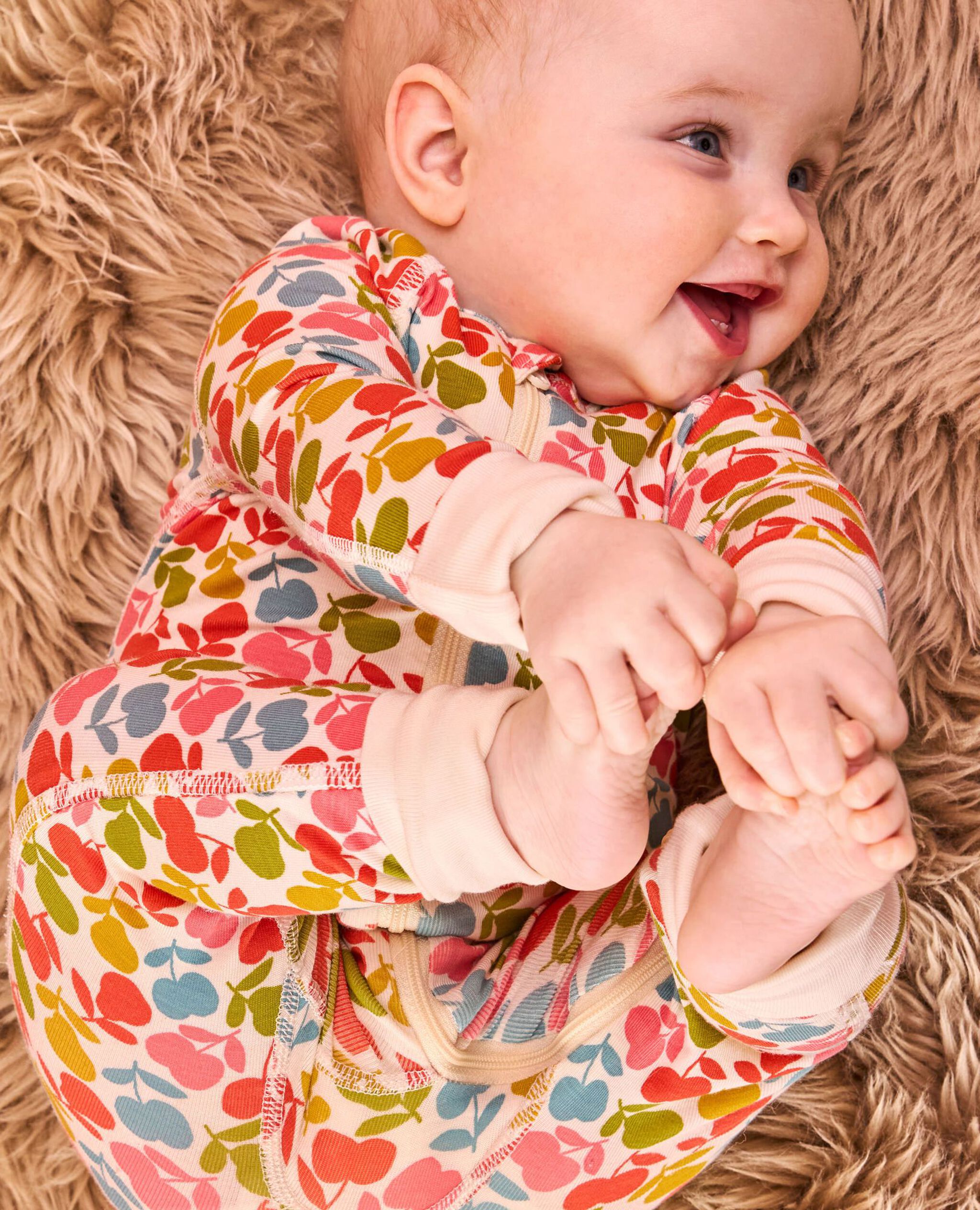 Halloween HannaSoft™ Stretch Sleeper in Multi Fruit on Ecru - main