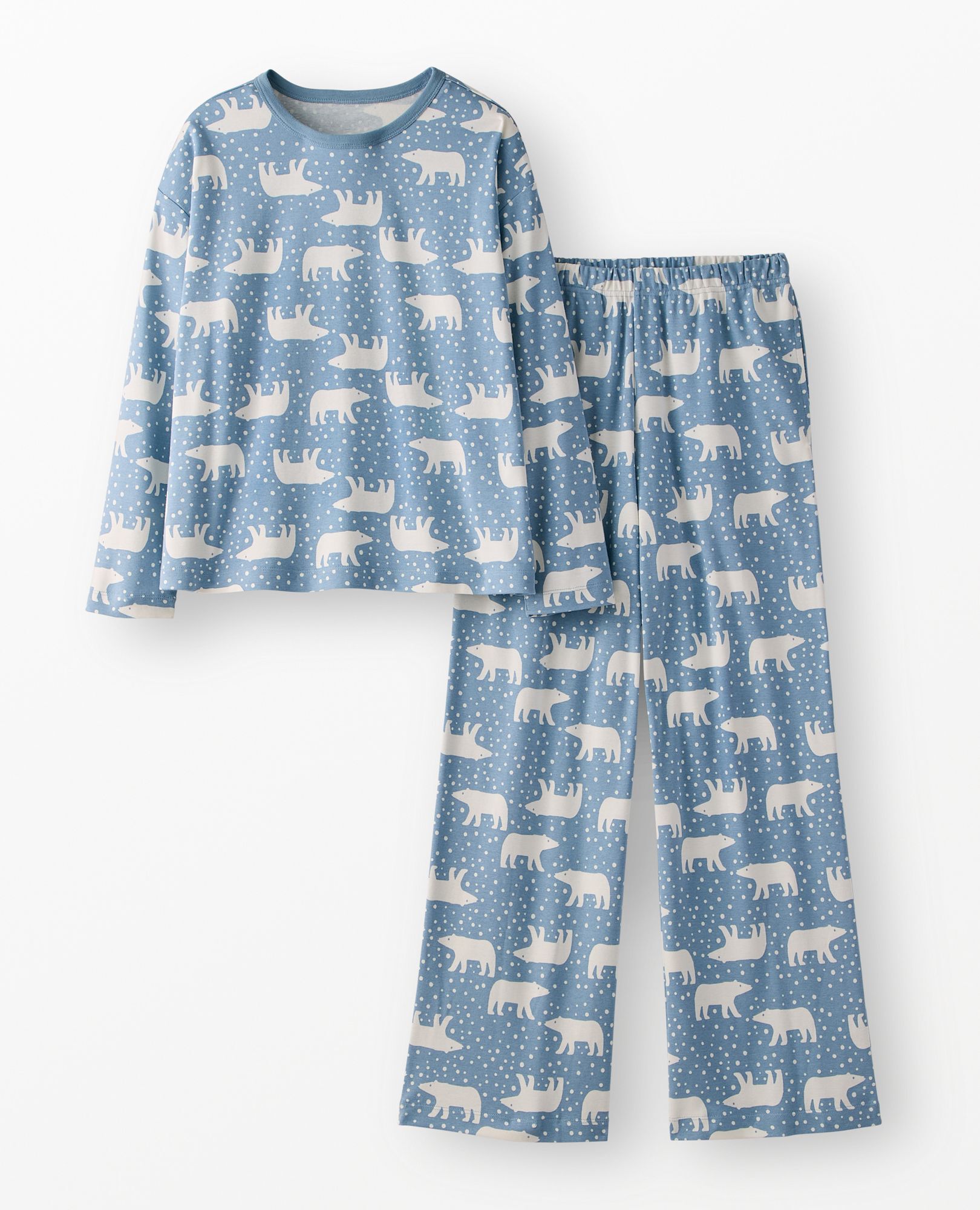 Women's Holiday Wide Leg Pajama Set in Snowy Polar Bear on North Air - main