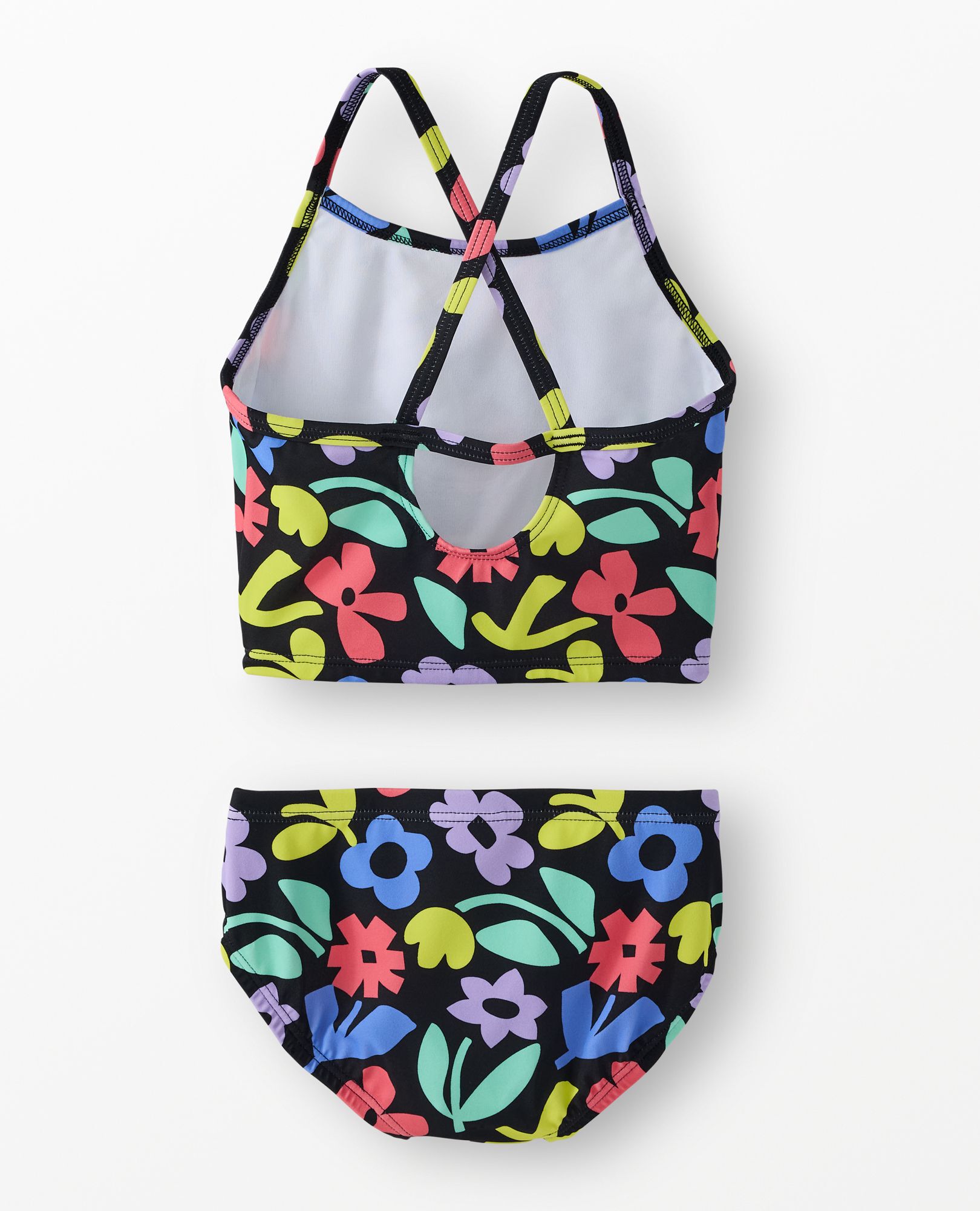 Two-Piece Swimsuit in Florals on Black - main