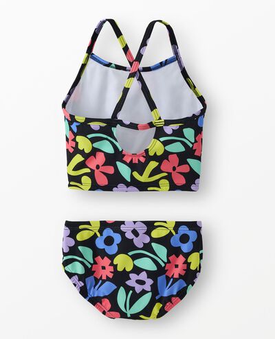 Two-Piece Swimsuit in Florals on Black - main
