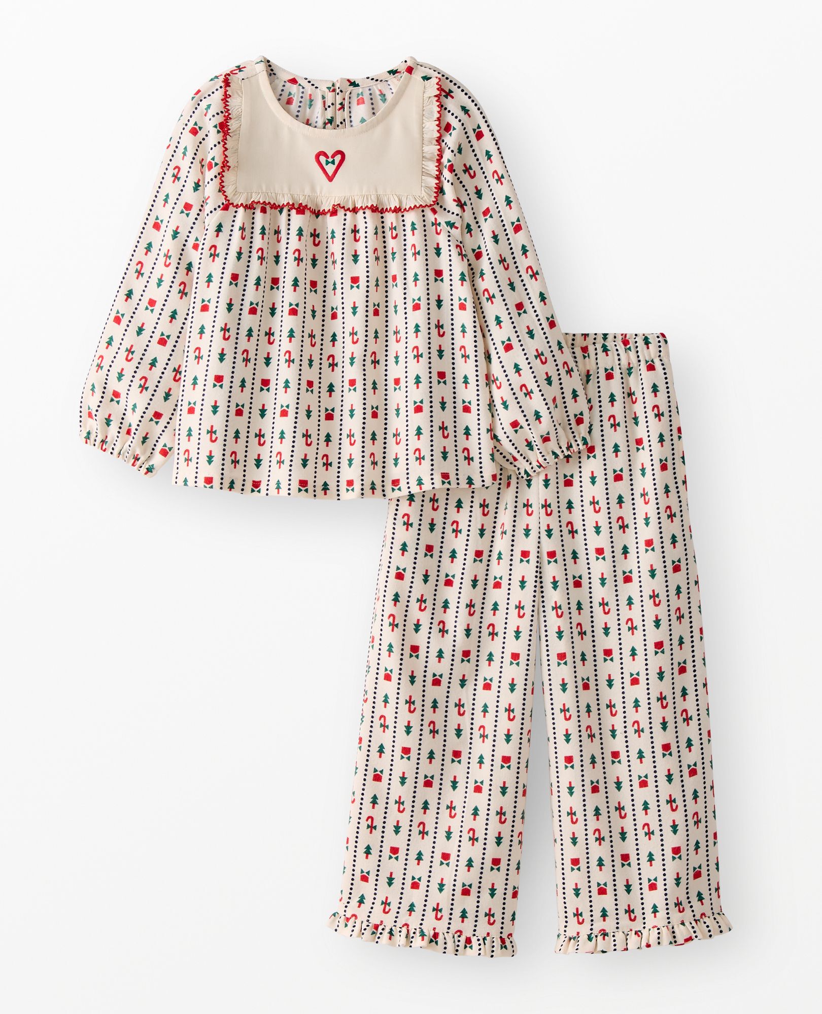 Holiday Flannel Bib Pajama Set in Christmas Stripes - main