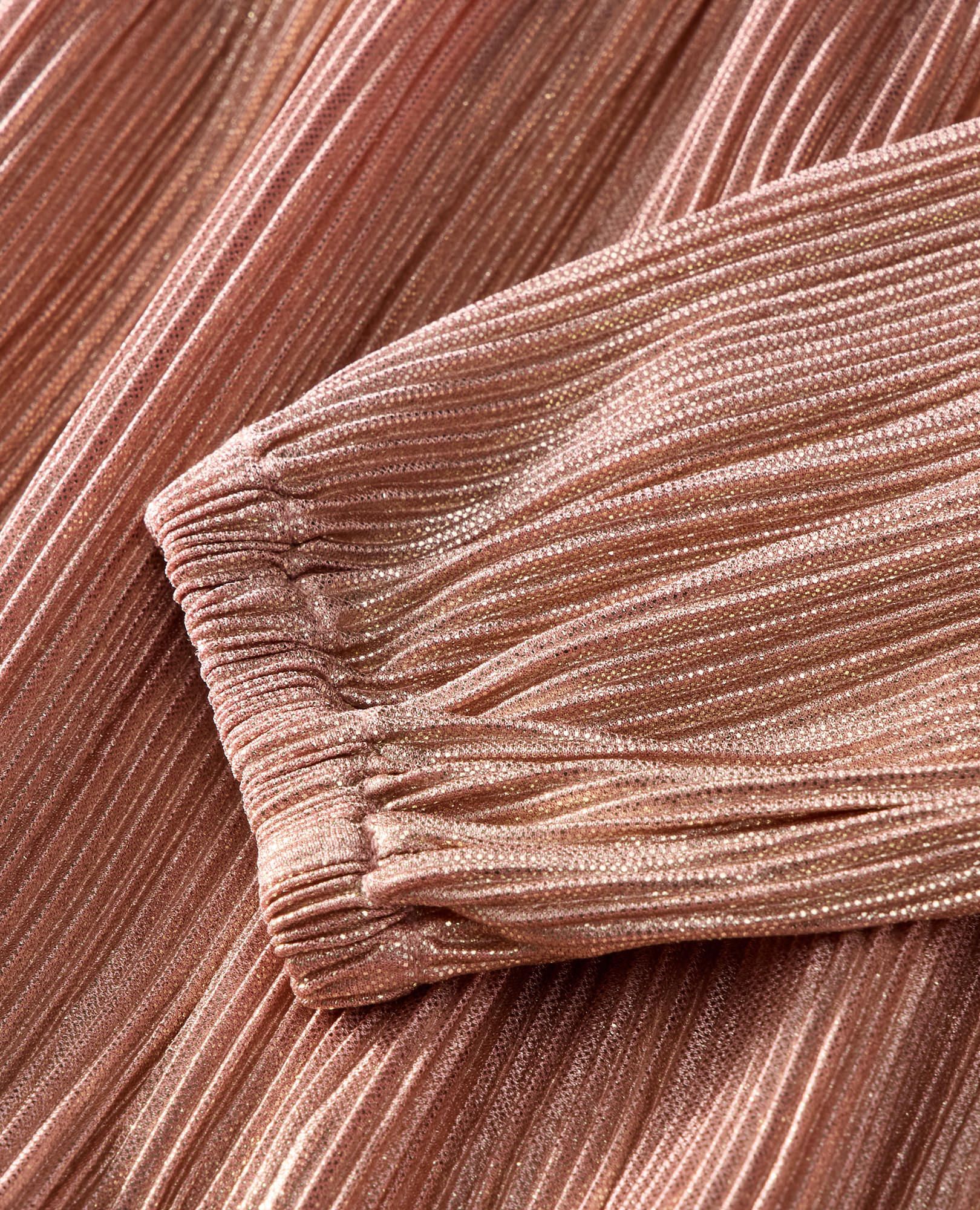 Long Sleeve Metallic Tiered Dress in Pink - main