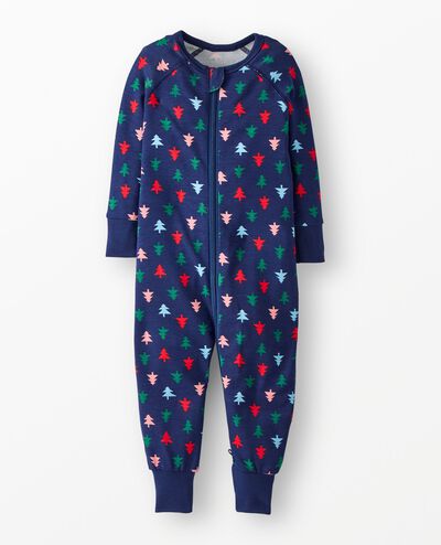 Holiday HannaSoft™ Stretch Sleeper in Multi Trees on Navy Blue - main