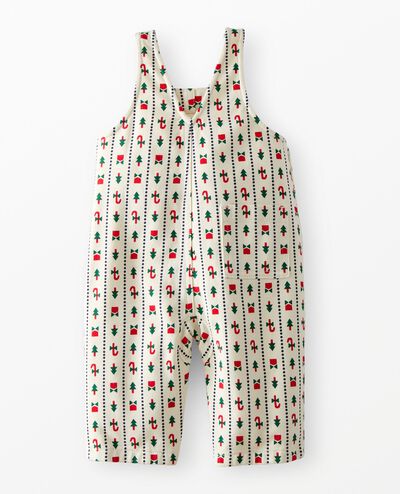 Baby Holiday Twill Overalls in Christmas Stripes - main
