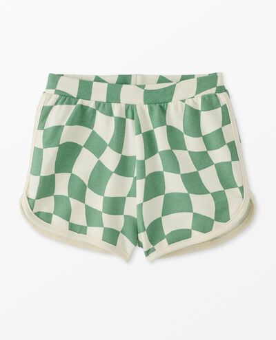 French Terry Dolphin Vent Shorts in Jade Wavy Check - main
