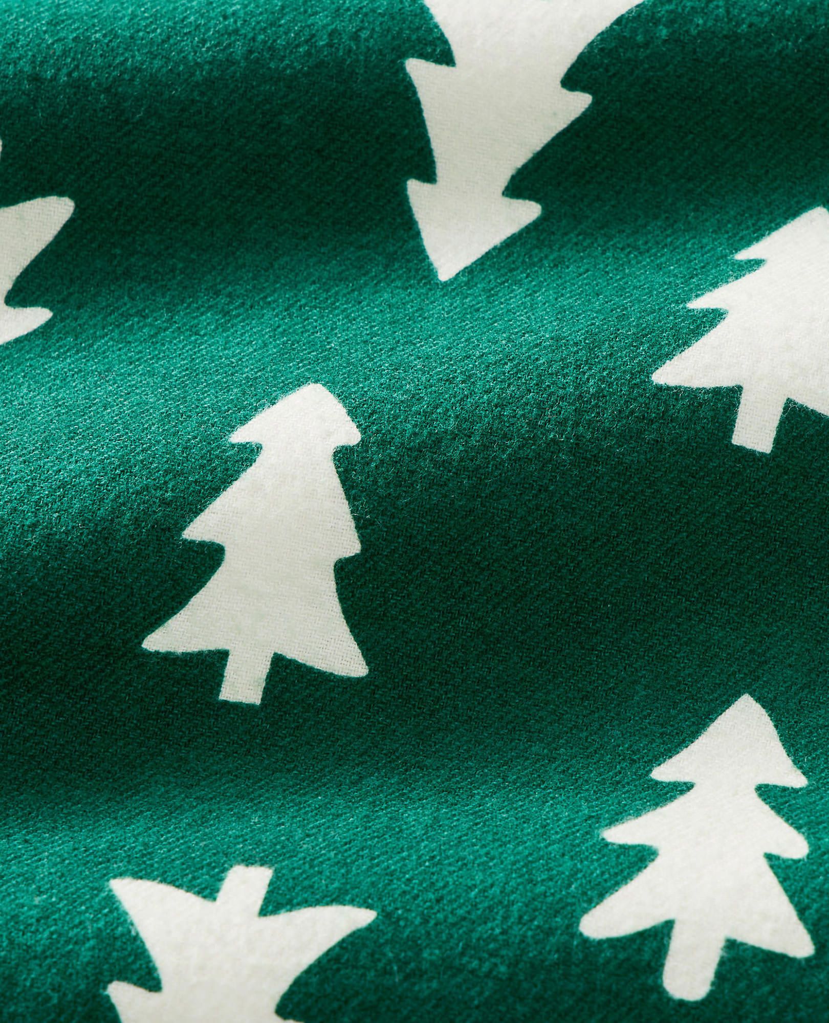 Women's Holiday Flannel Pajama Set in Happy Trees on Green - main