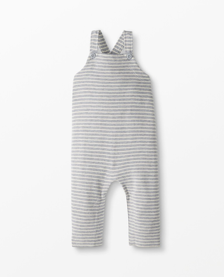 Moon and Back by Hanna Andersson Baby Knit Overalls in Grey Stripe - main