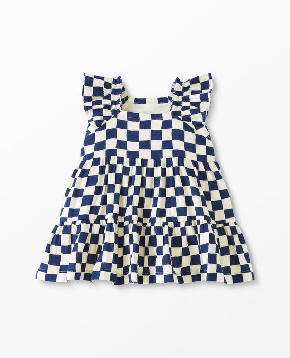 Girls' Navy Blue Flutter Sleeve Muslin Dress in 100% Cotton - Size Baby 0-3 mos by Hanna Andersson