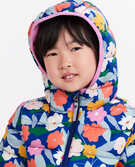Print Recycled Puffer Jacket in Retro Rainbows In Navy - main