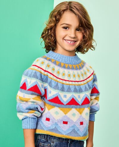 Fair Isle Mock Neck Sweater in Colorful Fair Isle - main