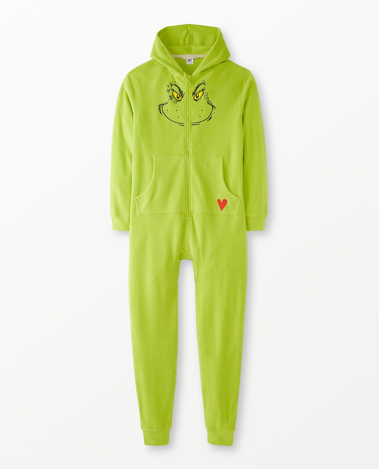 Adult Dr. Seuss Grinch Costume Fleece Jumpsuit in Grinch - main