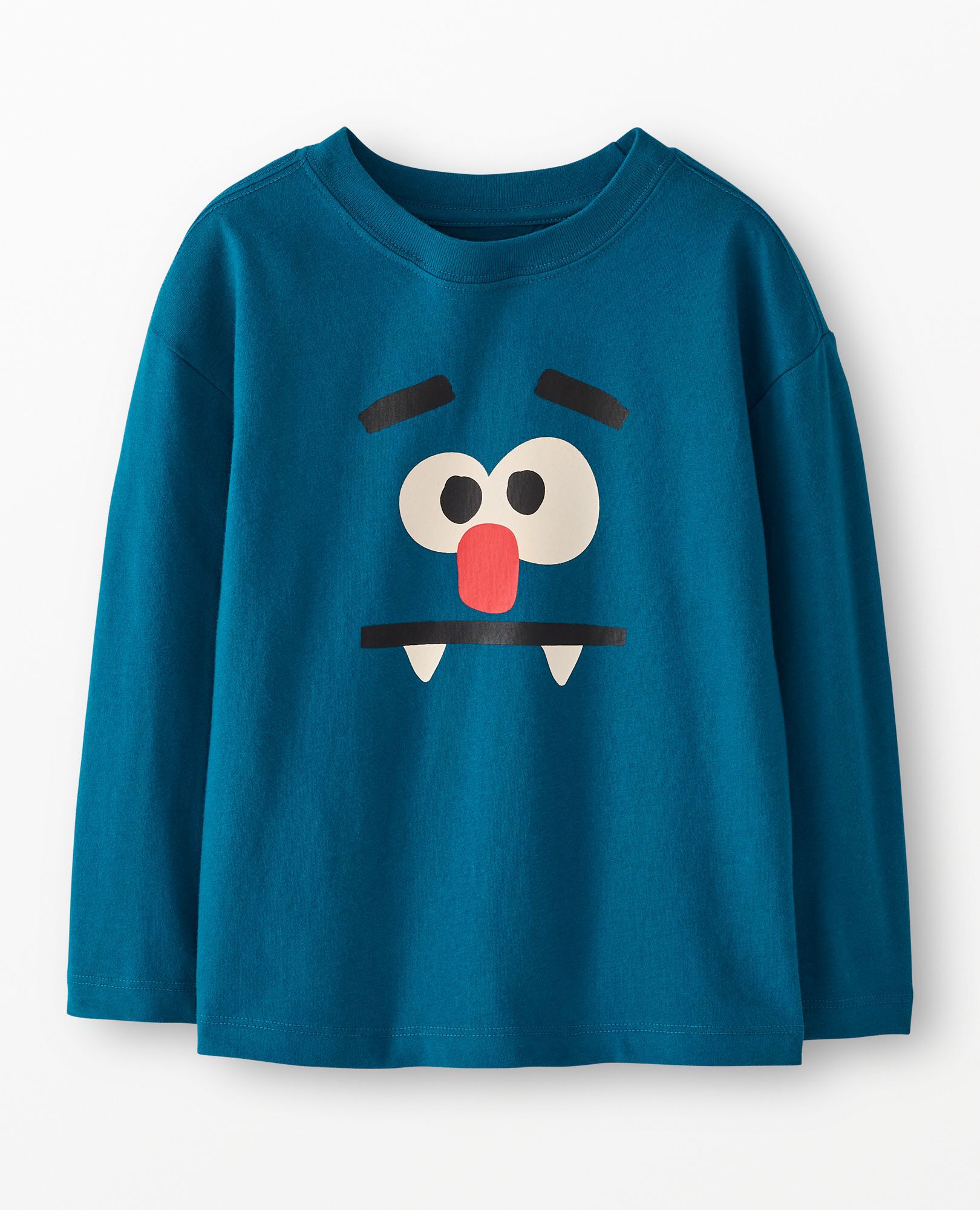 Halloween Long Sleeve Classic Fit Graphic T-Shirt in Monster Face - main