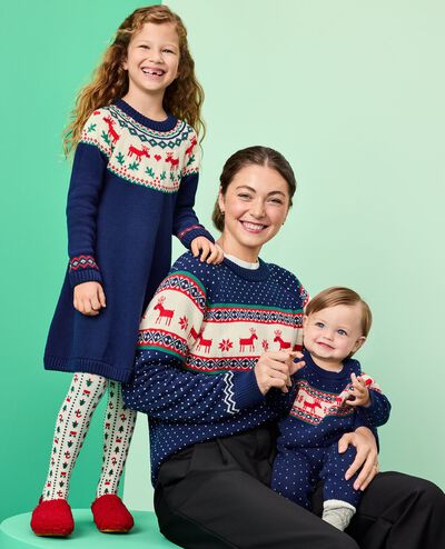 Adult Holiday Sweater in Dear Deer on Navy - main